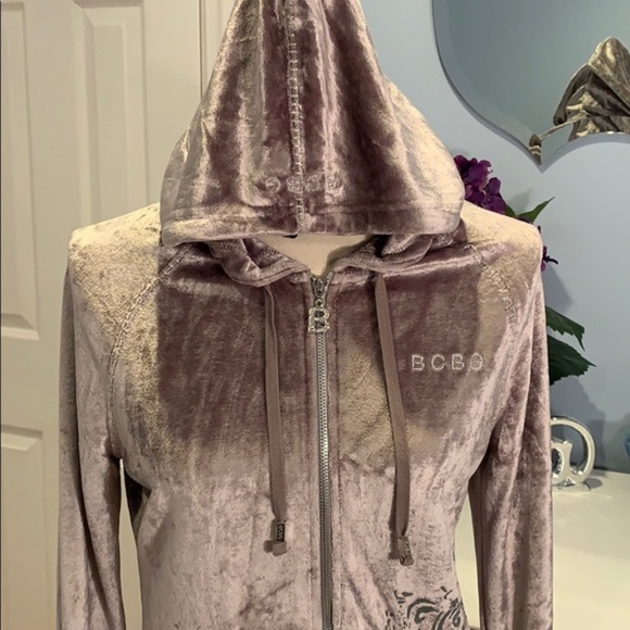 BCBGMaxAzria Gray Velour Track Jacket - Picture 3 of 6